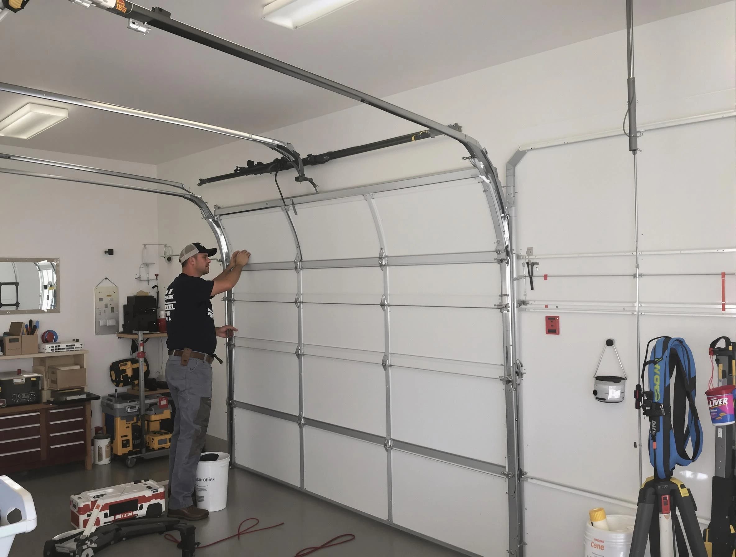 Manville Garage Door Repair team installing new garage door in Manville