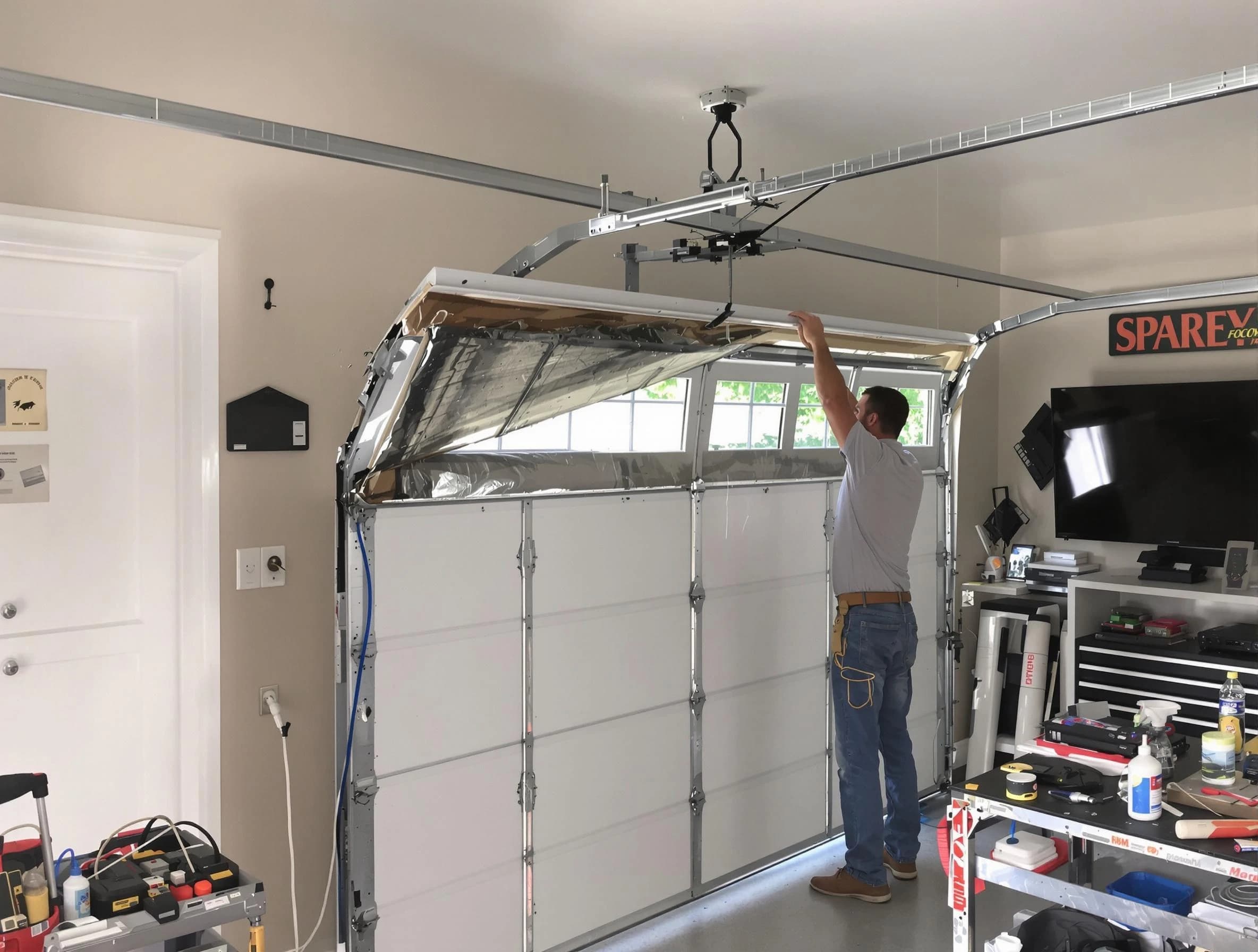 Garage door section replacement by Manville Garage Door Repair in Manville