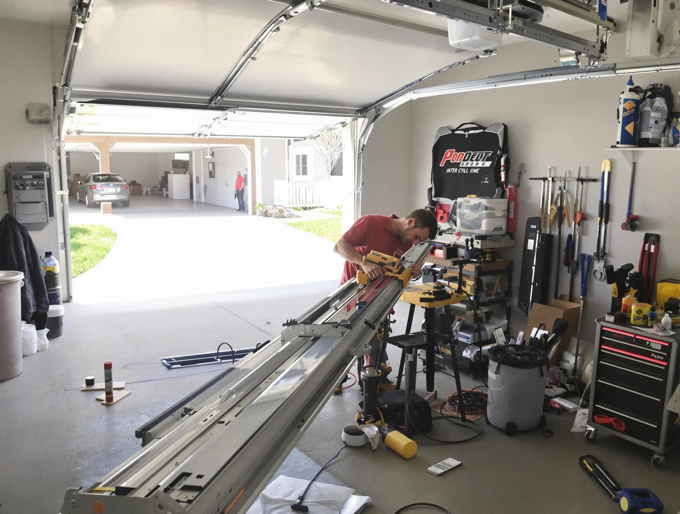 Manville Garage Door Repair expert performing track repair in Manville